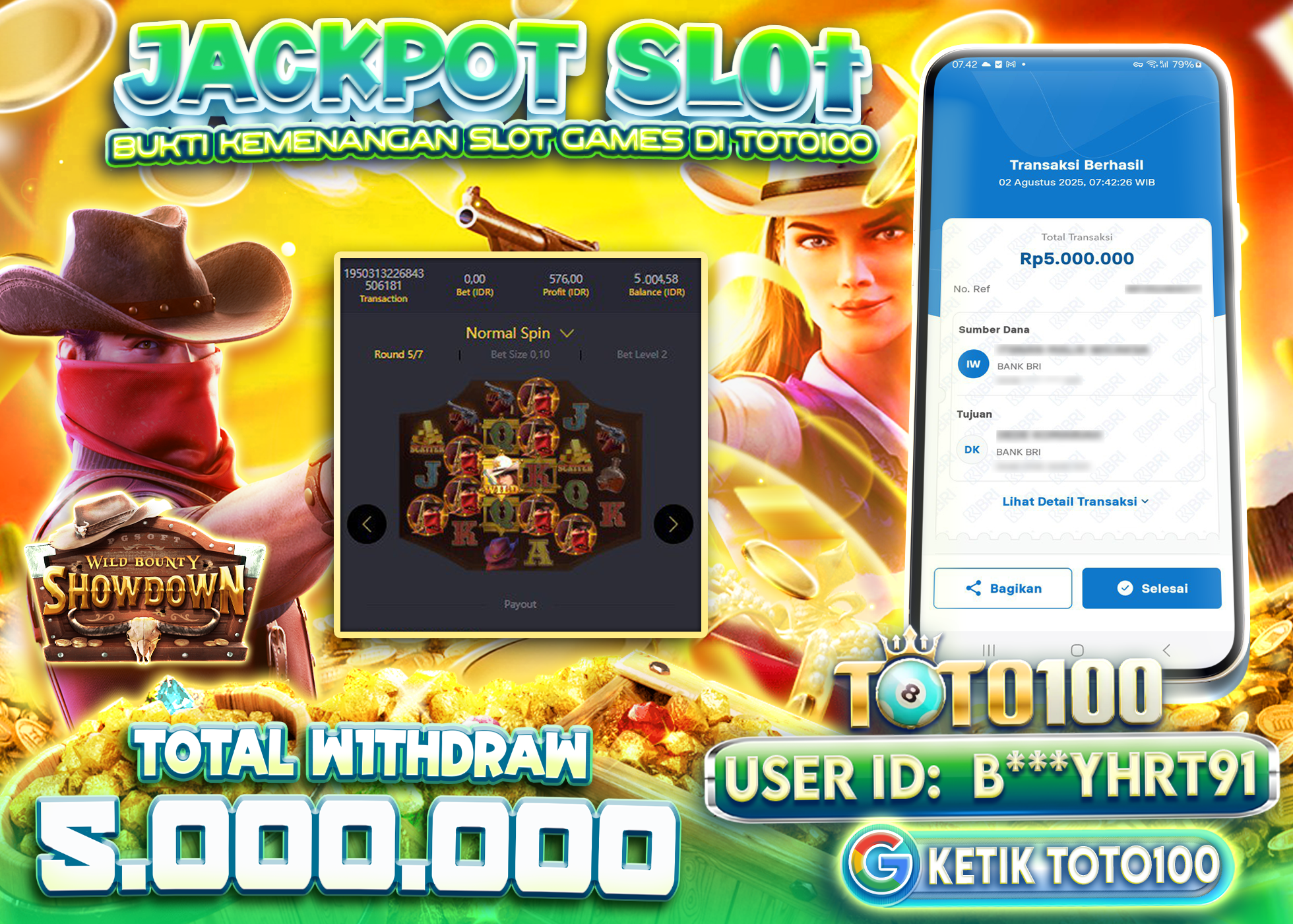 B***YHRT91 JACKPOT SLOT WILD BOUNTY SHOWDOWN Rp.5.000.000 - LUNAS	